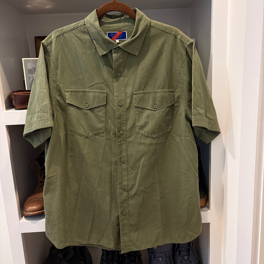 Best Made Co Olive Green Short Sleeve Button-Up Shirt
